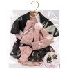 Ropa para Muñecas Llorens 40 cm - Vestido de zorros negro con bufanda, bolso y calcetines rosa
