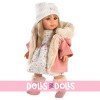 Muñeca Llorens 35 cm - Elena con vestido de flores y chaqueta con capucha