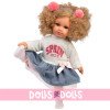 Muñeca Llorens 35 cm - Elena con camiseta blanca y falda vaquera