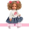 Muñeca Llorens 35 cm - Elena con camiseta blanca y falda vaquera
