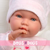 Muñeca Llorens 42 cm - Recién nacida Abril llorona con saquito de dormir blanco