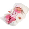 Muñeca Llorens 42 cm - Recién nacida Mimi llorona con portabebé blanco