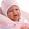 Muñeca Llorens 40 cm - Recién nacida Mimi sonrisas con vestido ositos luna rosa