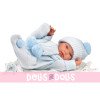 Muñeco Llorens 43 cm - Recién nacido Tino con toquilla bambi celeste
