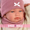 Muñeca Llorens 44 cm - Recién nacida Tina llorona con body beige con estampado de osito