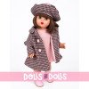 Muñeca Mariquita Pérez 50 cm - Abrigo de cuadros de invierno - Morena