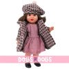 Muñeca Mini Mariquita Pérez 21 cm - Abrigo de cuadros de invierno - Morena