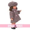 Muñeca Mini Mariquita Pérez 21 cm - Abrigo de cuadros de invierno - Morena