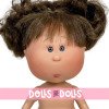 Muñeca Nines d'Onil 23 cm - Little Mia morena con moño y ojos grises - Sin ropa