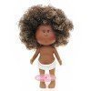 Muñeca Nines d'Onil 23 cm - Little Mia con pelo marrón oscuro rizado y mechas blancas - Sin ropa