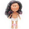 Muñeca Nines d'Onil 23 cm - Little Mia con pelo negro y morado ondulado - Sin ropa