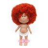 Muñeca Nines d'Onil 23 cm - Little Mia con pelo marrón rizado y mechas rojas - Sin ropa