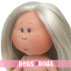 Muñeca Nines d'Onil 23 cm - Little Mia con pelo gris liso con mechas y ojos morados - Sin ropa