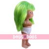 Muñeca Nines d'Onil 23 cm - Little Pippa con pelo liso verde y flequillo - Sin ropa