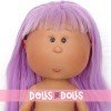Muñeca Nines d'Onil 30 cm - Mia con pelo violeta liso con flequillo - Sin ropa