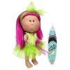 Muñeca Nines d'Onil 30 cm - Mia summer con pelo fucsia y vestido rayas-tul verde
