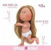 Muñeca Nines d'Onil 30 cm - Mia ARTICULADA - Mia rubia con pelo liso, flequillo y coletas - Sin ropa