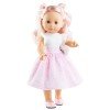 Muñeca Paola Reina 45 cm - Soy tú - Belén con vestido blanco-rosa