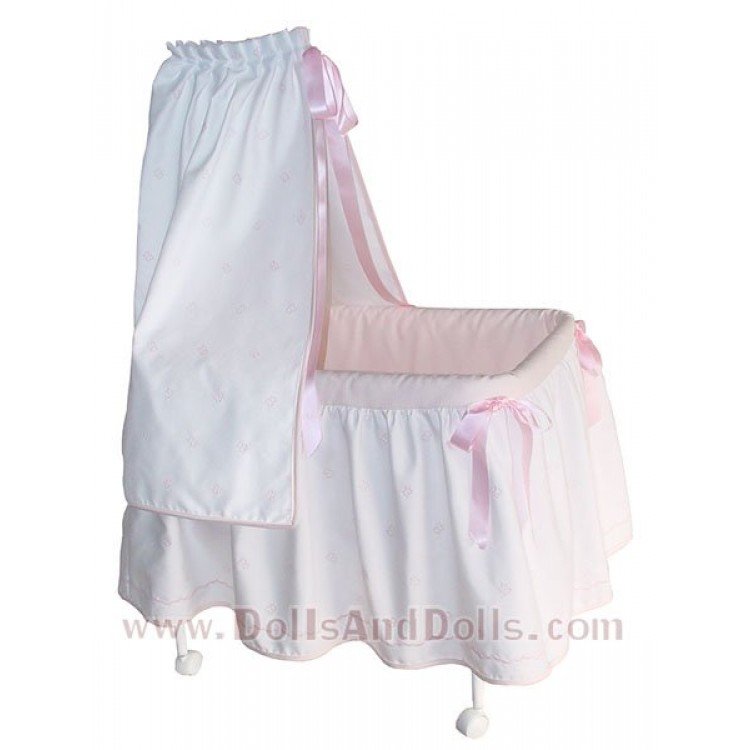 Cuna Moisés blanco rosa metal