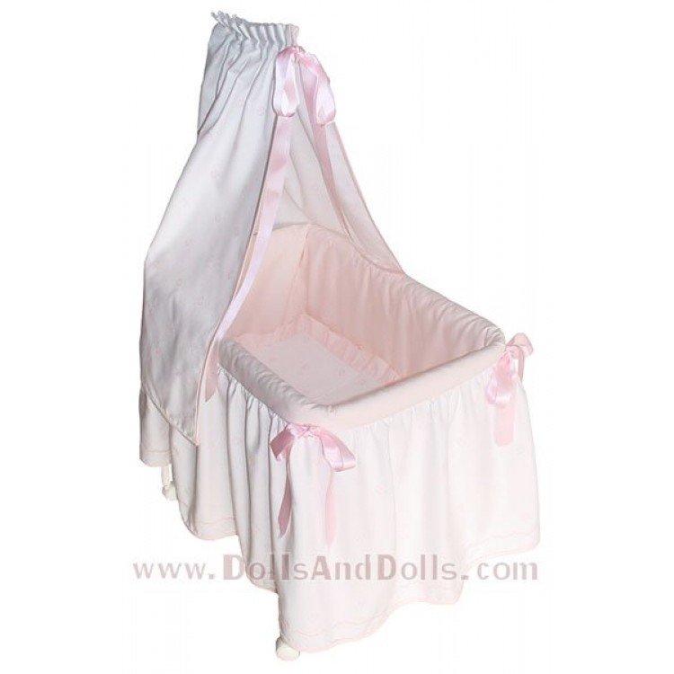Cuna Moisés blanco rosa metal