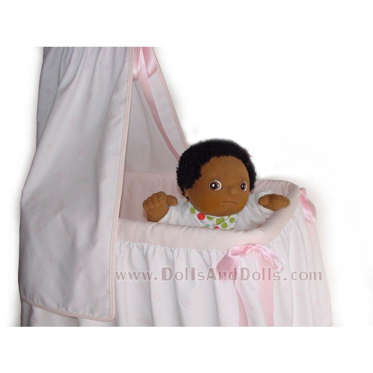 Cuna Moisés blanco rosa metal