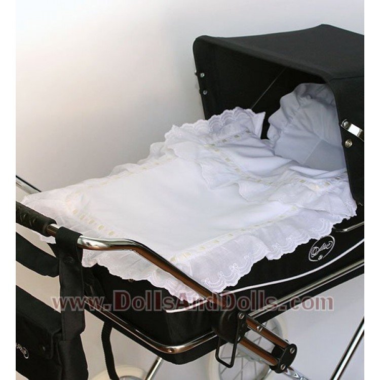 Saco blanco cinta beige cochecito Arrue y Bebelux