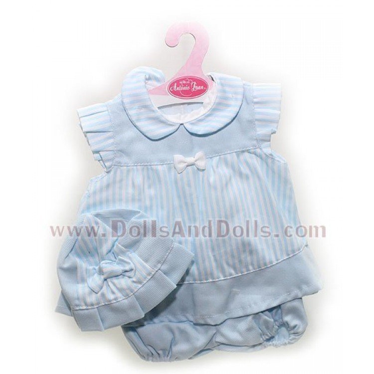 Vestido azul rayas con gorro 40-42 cm