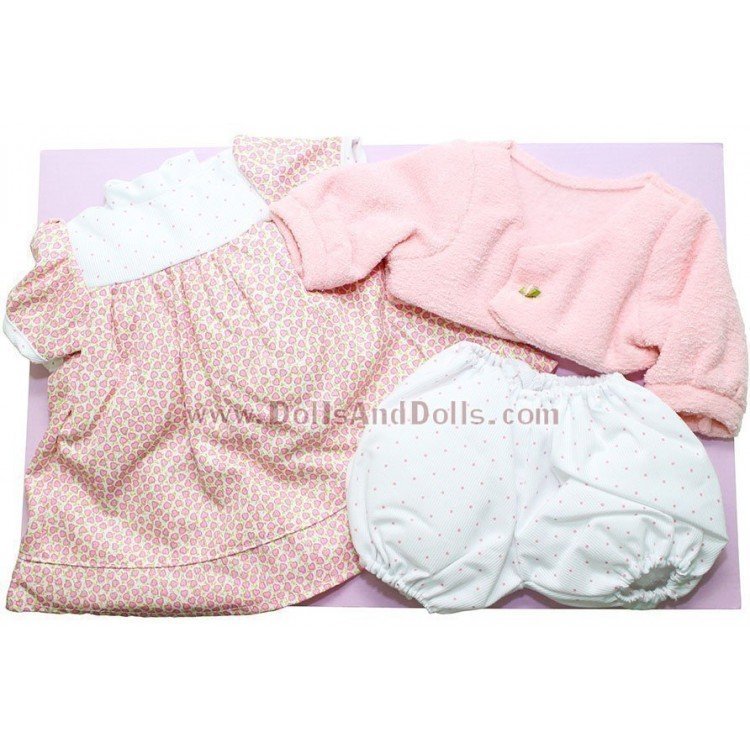 Vestido rosa corazones con chaqueta 40-42 cm