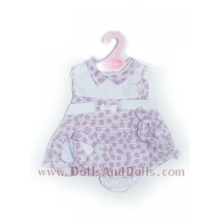 Vestido lila flores con diadema y zapatos 40-42 cm