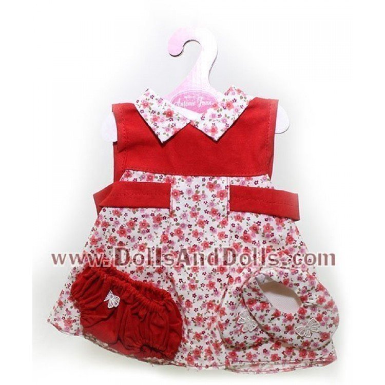 Vestido rojo flores 40-42 cm