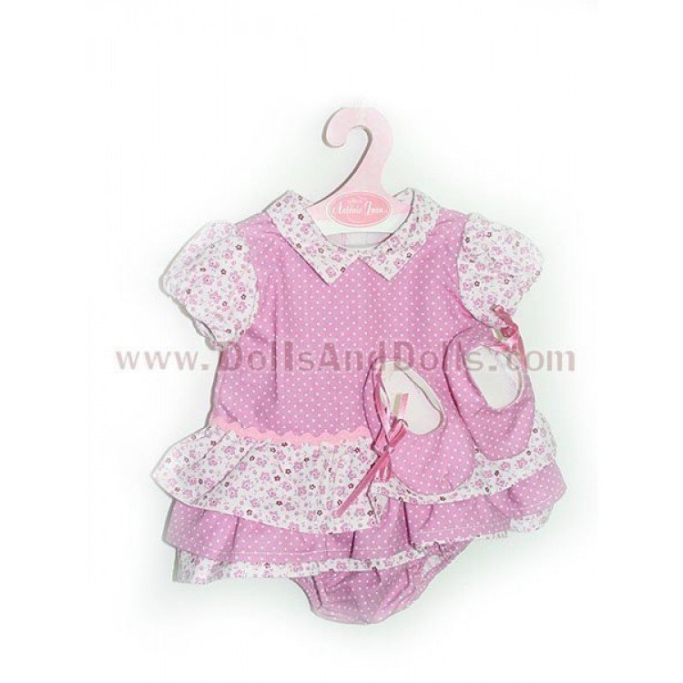 Vestido rosa lunares flores con zapatos 40-42 cm
