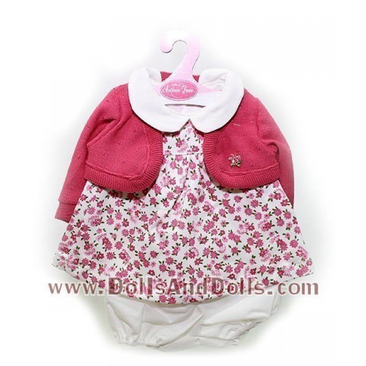 Vestido fucsia flores con chaqueta 40-42 cm