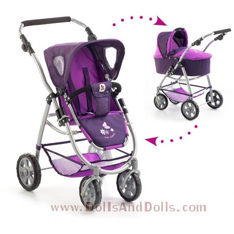 Cochecito 77 cm Emotion 2 en 1 para muñecas - Combi silla y capazo Bayer Chic 2000 - Morado