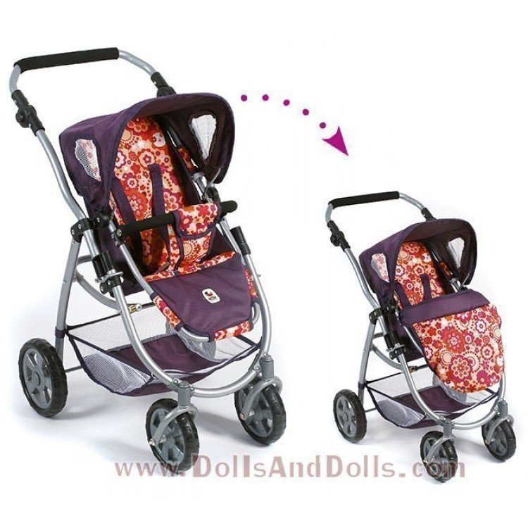 Combi silla y capazo Chic Emotion 2 en 1 Naranja-Morado 77 cm