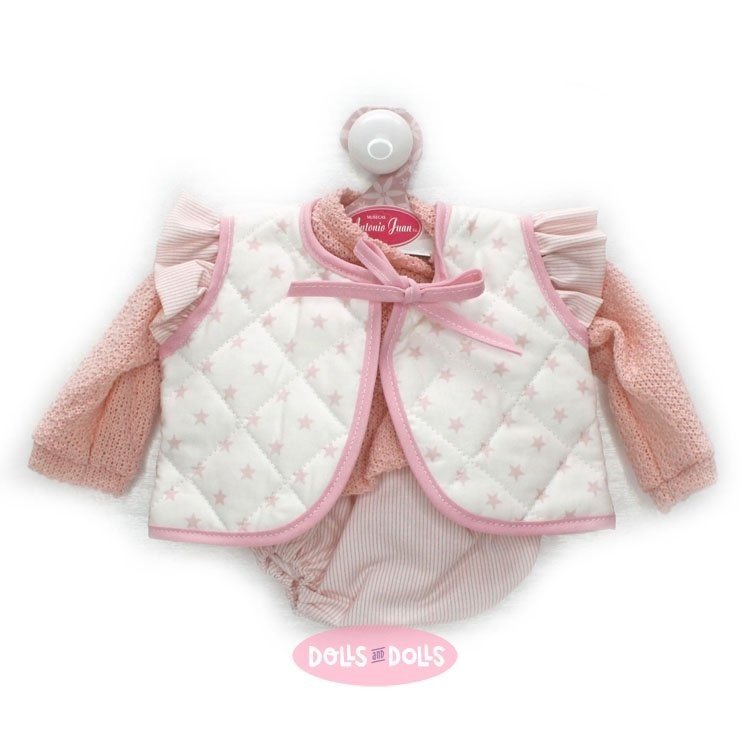 Ropa para muñecos Antonio Juan 40-42 cm - Suéter de lana rosa con chaleco de estrellitas rosas