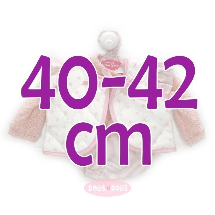 Ropa para muñecos Antonio Juan 40-42 cm - Suéter de lana rosa con chaleco de estrellitas rosas