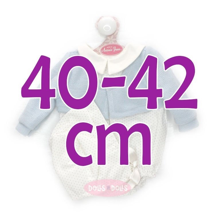 Ropa para muñecos Antonio Juan 40-42 cm - Conjunto blanco moteado con chaqueta azul