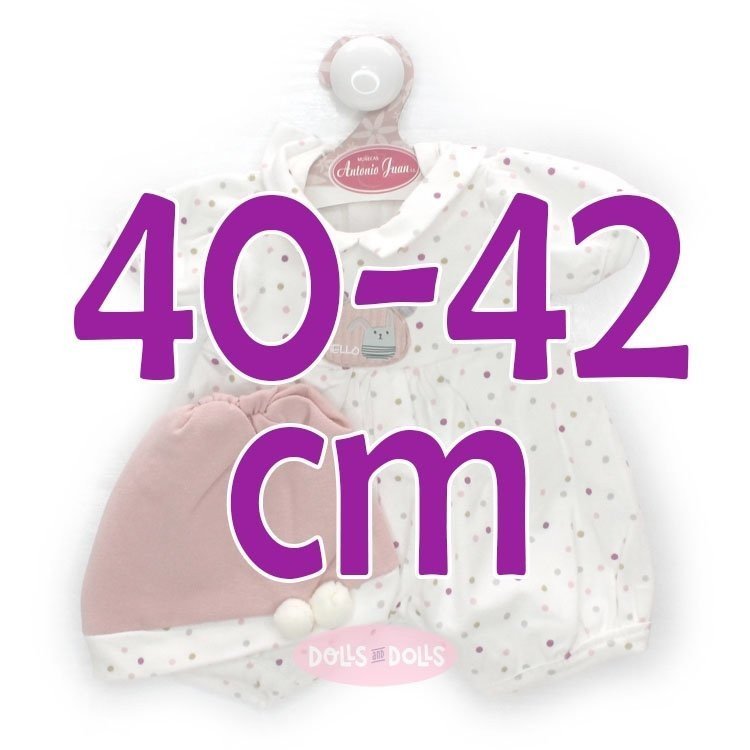 Ropa para muñecos Antonio Juan 40-42 cm - Pijama de lunares de colores con gorro rosa