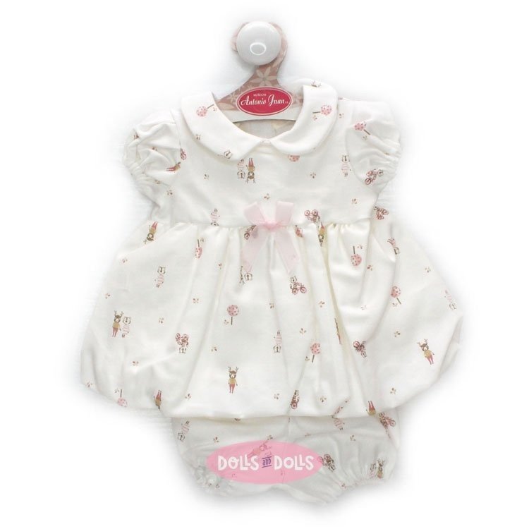 Ropa para muñecos Antonio Juan 40-42 cm - Conjunto blanco con estampado de animalitos