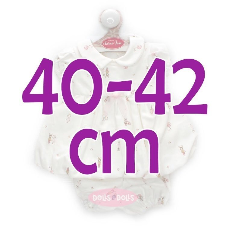 Ropa para muñecos Antonio Juan 40-42 cm - Conjunto blanco con estampado de animalitos