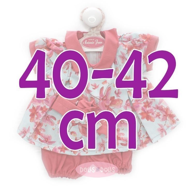 Ropa para muñecos Antonio Juan 40-42 cm - Vestido azul con flores rojas