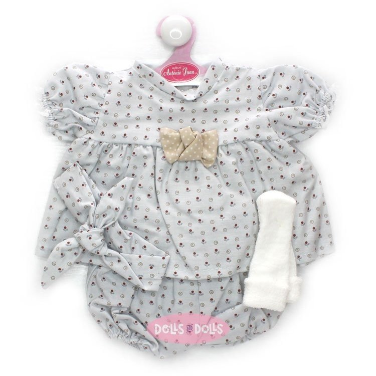 Ropa para muñecos Antonio Juan 52 cm - Colección Mi Primer Reborn - Vestido con patrón de flores y círculos