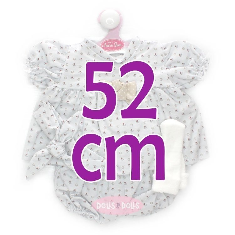 Ropa para muñecos Antonio Juan 52 cm - Colección Mi Primer Reborn - Vestido con patrón de flores y círculos