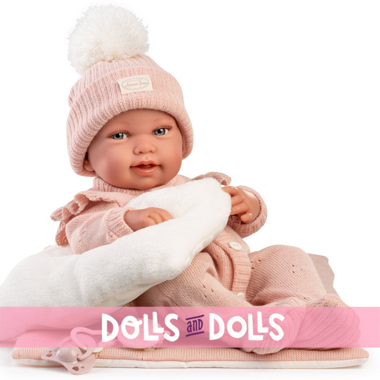 Muñeca Antonio Juan 42 cm - Recién Nacida Pipa con colcha