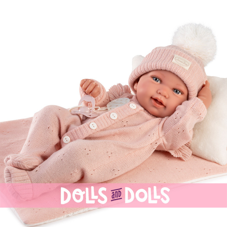 Muñeca Antonio Juan 42 cm - Recién Nacida Pipa con colcha