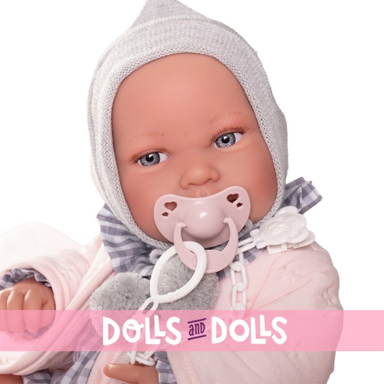 Muñeca Antonio Juan 42 cm - Recién Nacida Pipa con manta acolchada