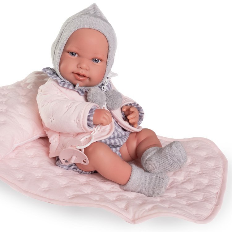 Muñeca Antonio Juan 42 cm - Recién Nacida Pipa con manta acolchada
