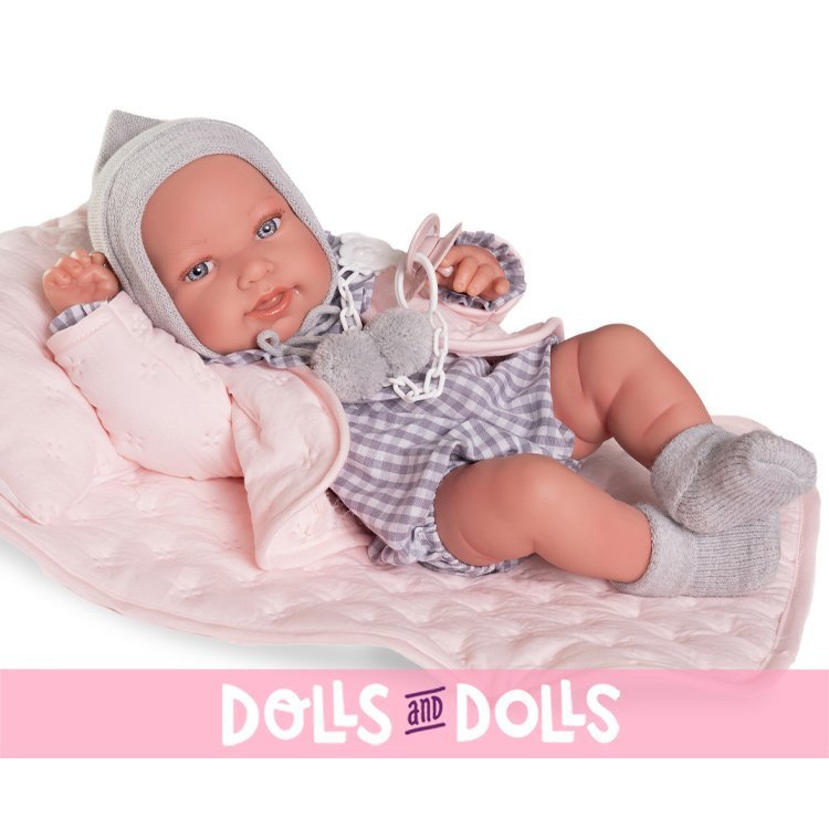 Muñeca Antonio Juan 42 cm - Recién Nacida Pipa con manta acolchada