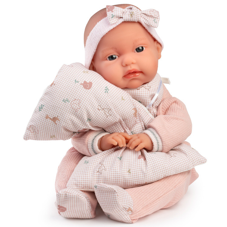 Muñeca Antonio Juan 34 cm - Recién Nacida Baby Toneta Posturitas con babero