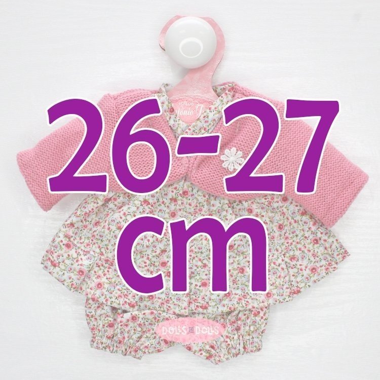Ropa para muñecos Antonio Juan 26-27 cm - Vestido flores con chaqueta rosa